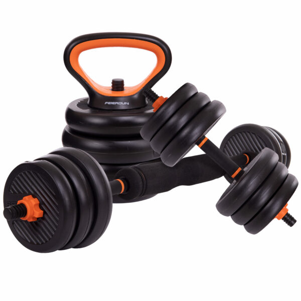 Набор трансформер гантели, гиря, штанга, упоры 6в1 25кг черный